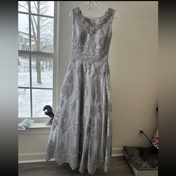Grey Floor Length Indian Gown - Picture 1 of 2